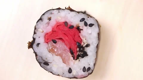 Sushi rolls dyeing close-up slow mo Stock Footage 171401807