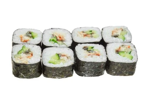 Sushi rolls with eel and cucumber. Stock Photos
