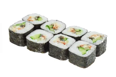 Sushi rolls with eel and cucumber. Stock Photos