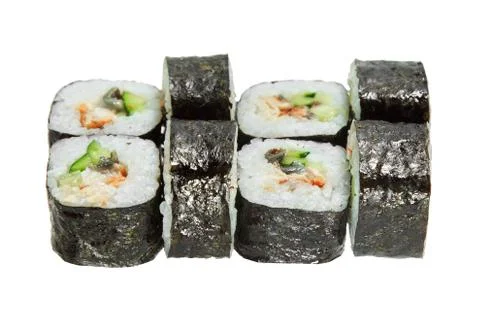 Sushi rolls with eel and cucumber. Stock Photos