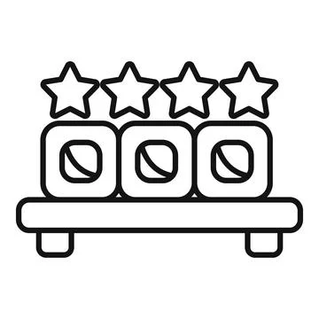 Sushi rolls getting five star rating on wooden tray Stock Illustration