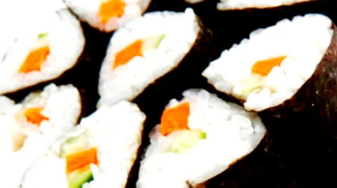 Sushi rolls with green stems Vídeos de archivo 26240689