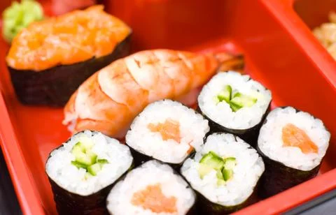 Sushi rolls, macro Fotos Stock