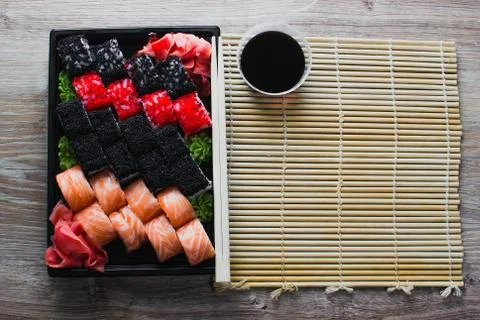 Sushi rolls in the package Stock Photos