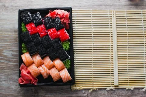 Sushi rolls in the package Stock Photos
