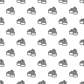 Sushi rolls pattern with caviar toppings on white Stock Illustration