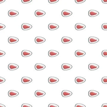 Sushi rolls pattern creating a seamless food background Stock Illustration