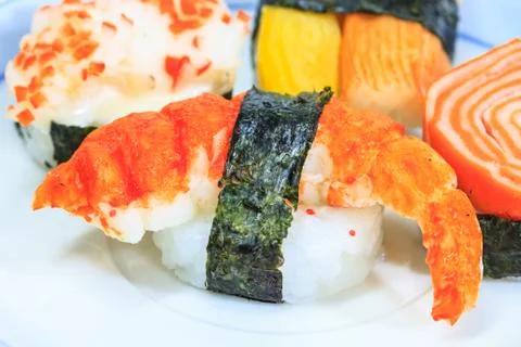 Sushi with rolls Stock Photos