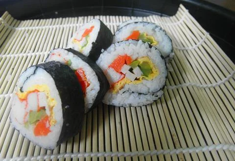 Sushi rolls placed Stock Photos
