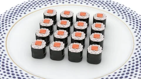 Sushi rolls in plate Stock Footage 303290637
