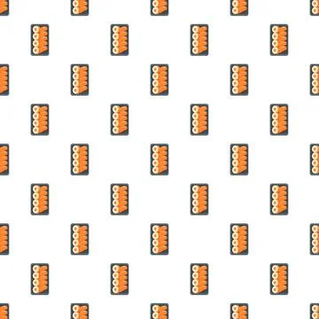 Sushi rolls in rows creating a food pattern Stock Illustration