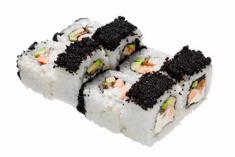 Sushi rolls with salmon, eel, cheese, avocado Stock Photos