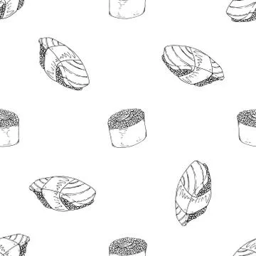 Sushi, rolls seamless pattern. Stock Illustration