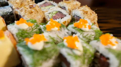 Sushi rolls set Video stock 68313296