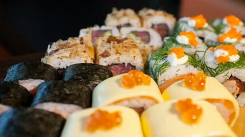 Sushi rolls set Video stock 68314624