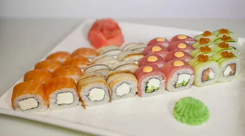 Sushi rolls set Video stock 68324054