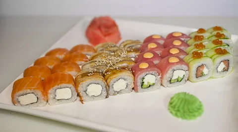 Sushi rolls set Video stock 68325359