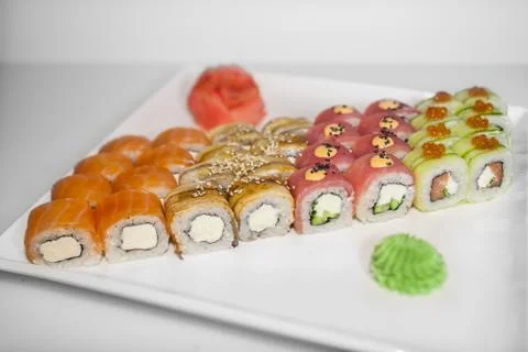 Sushi rolls set Stock Photos