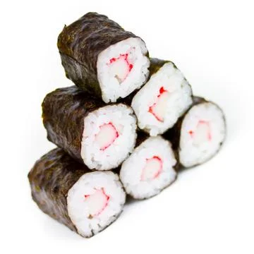 Sushi rolls with surimi Stock Photos