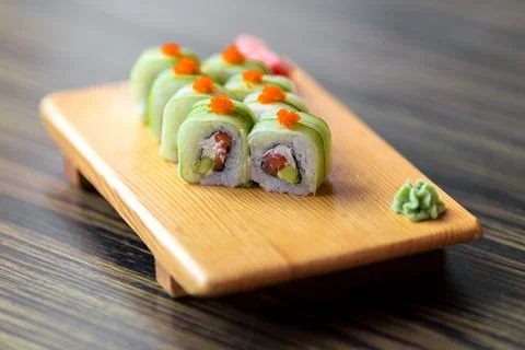 Sushi rolls on the table Stock Photos