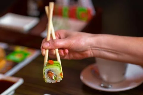 Sushi rolls on the table Stock Photos