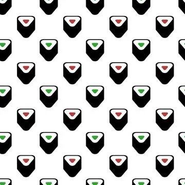 Sushi rolls triangular shape, vector seamless pattern. Stock Illustration