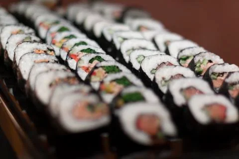 Sushi row Stock Photos