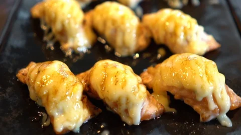Sushi salmon cheese Stock Footage 128609491