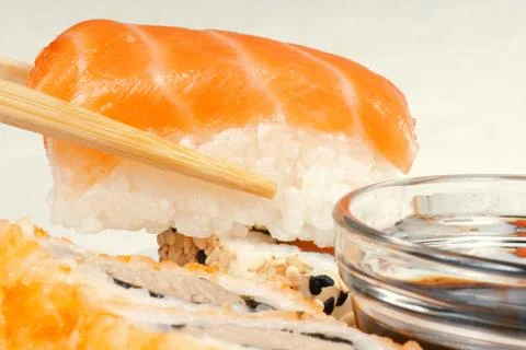 Sushi with salmon Stock Photos