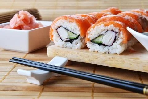 Sushi with salmon Stock Photos