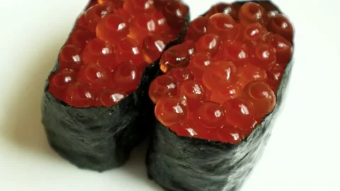 Sushi with salmon roe Stock Footage 239699961