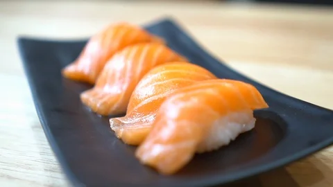 Sushi salmon set Video stock 128609519