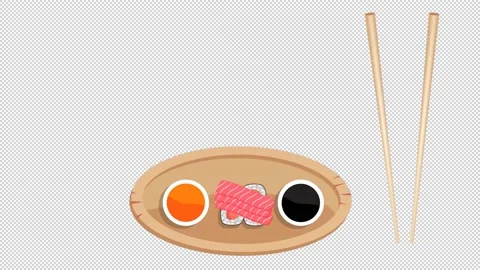 Sushi with salmon slices. Animation on a empty background. Stock Footage 151537232