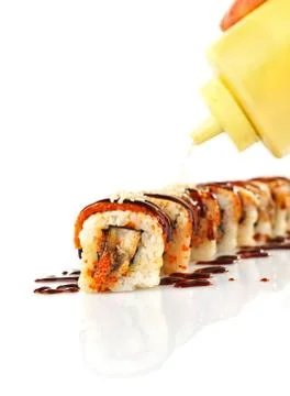 Sushi with sause Stock Photos