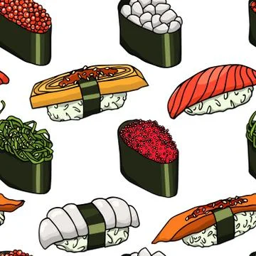 Sushi seamless pattern Stock Illustration