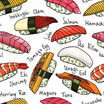 Sushi seamless pattern Stock Illustration