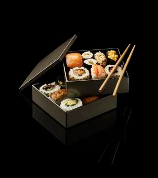 Sushi set in bento box. Stock Photos