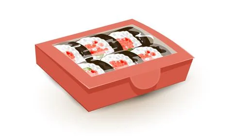 Sushi set in box delivery Stock Illustration