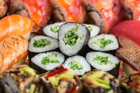 Sushi set close up Stock Photos