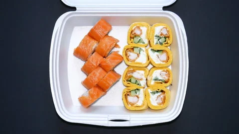 Sushi set on dark background. Clouse up. Stock Footage 122398122