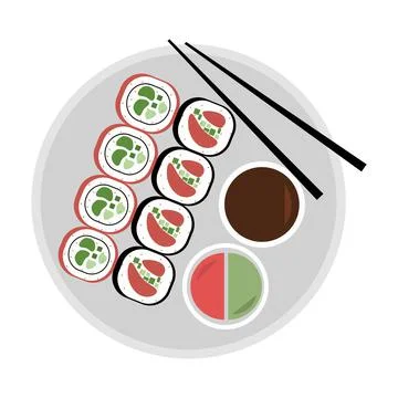Sushi set dish isolated vector Stock Illustration