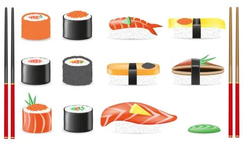 Sushi set icons illustration Stock Illustration
