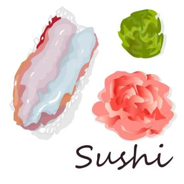 Sushi set  isolated on white. Stock Illustration