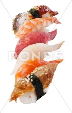 Sushi set over white Stock Photos