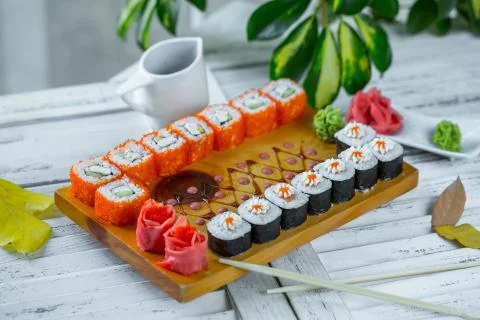 Sushi set on the table Stock Photos
