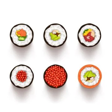 Sushi set top view Illustrazione stock