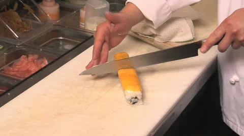 Sushi slicing medium shot Vidéo 24234149