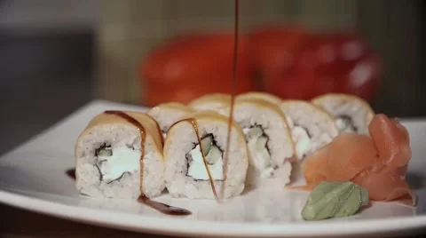Sushi in slow motion Stock Footage 67857384
