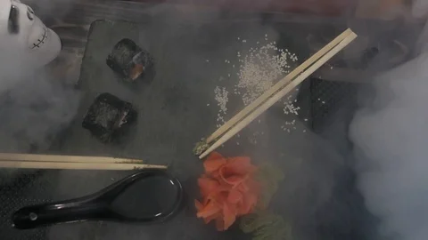 Sushi in the smoke from the hookah! Stock-Footage 111261385