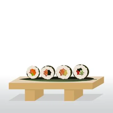 Sushi stand with rolls, Stock Illustration